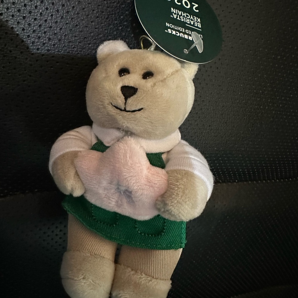 Starbucks 2026 Plush Bear Keychain Holding Pink Star NWT